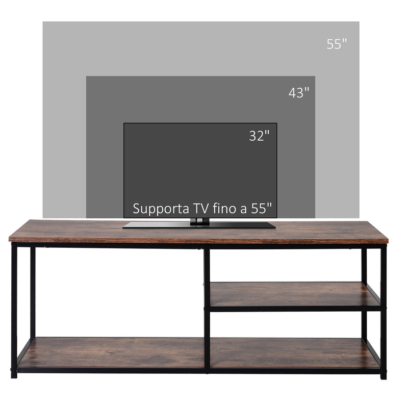 Mobile TV 120x40x45 cm in Metallo e Truciolare Nero e Marrone-7