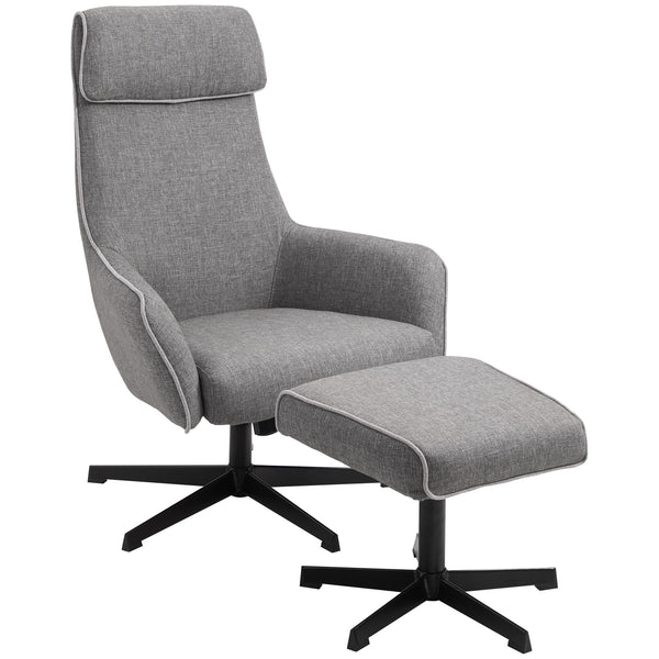 Fauteuil inclinable avec repose-pieds en acier et tissu polyester gris sconto