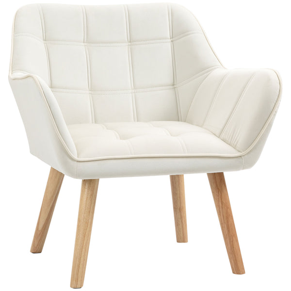 Fauteuil rembourré 68,5x61x72,5 cm en tissu effet velours crème acquista