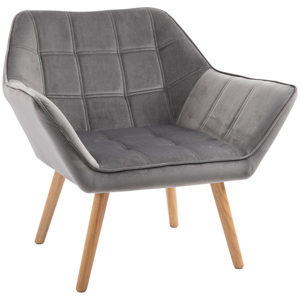 sconto Fauteuil rembourré 64x62x72,5 cm en tissu effet velours gris