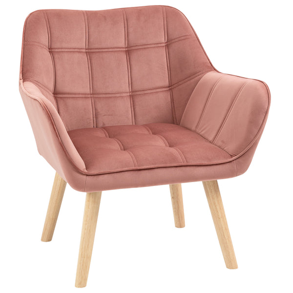 Fauteuil Rembourré 68,5x61x72,5 cm en Tissu Effet Velours Rose online