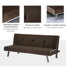 Divano Letto 2 Posti in Tessuto 170x76x72,5 cm  Marrone-6