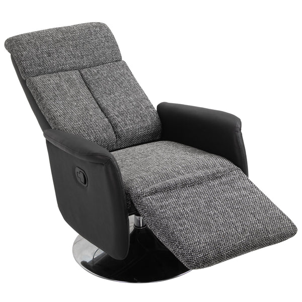 Fauteuil relax inclinable manuel en lin et simili cuir gris acquista