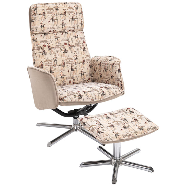 Fauteuil inclinable avec repose-pieds en métal et tissu beige online