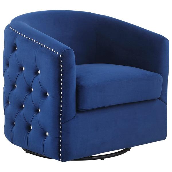 sconto Fauteuil pivotant en acier et tissu peluche bleu