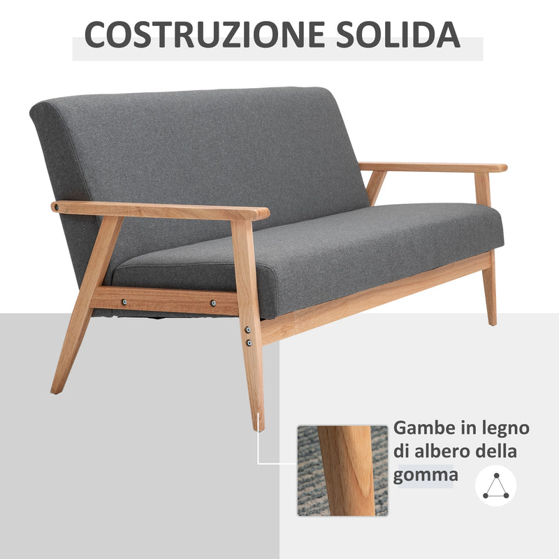 Divano 3 Posti 154,5x68x73 cm in Tessuto e Legno Grigio-4