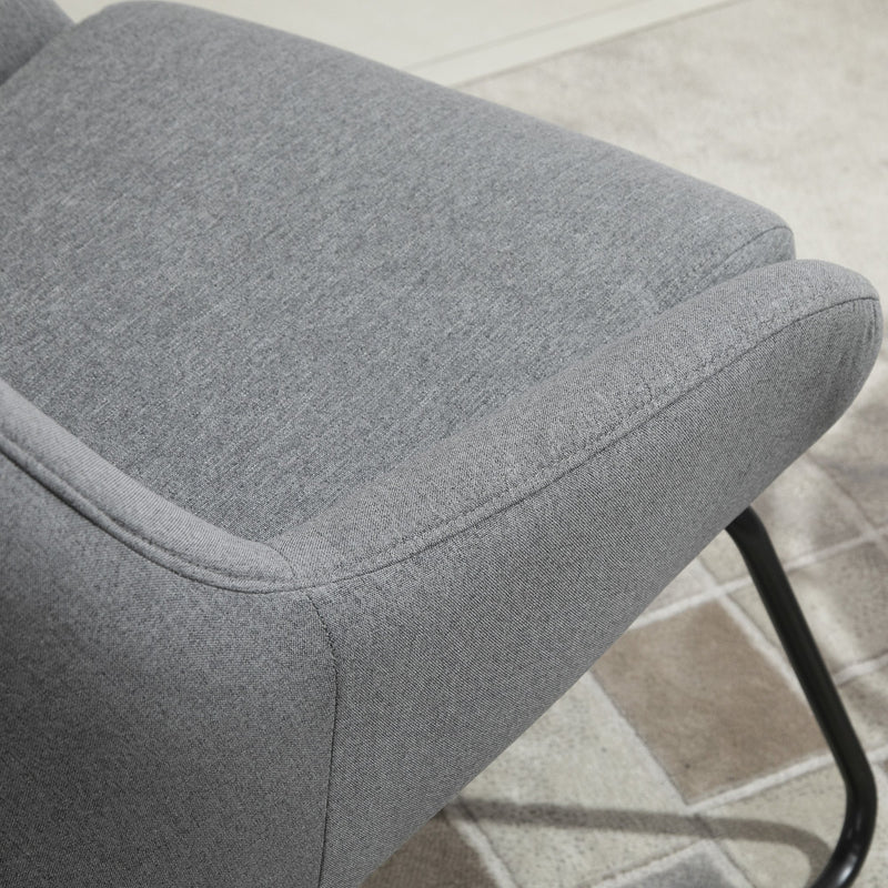 Poltrona con Pouf Poggiapiedi Imbottiti 64x77x107,5 cm in Tessuto Grigio-7