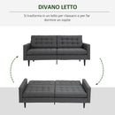 Divano Letto 200x79x96 cm in Tessuto Grigio-4