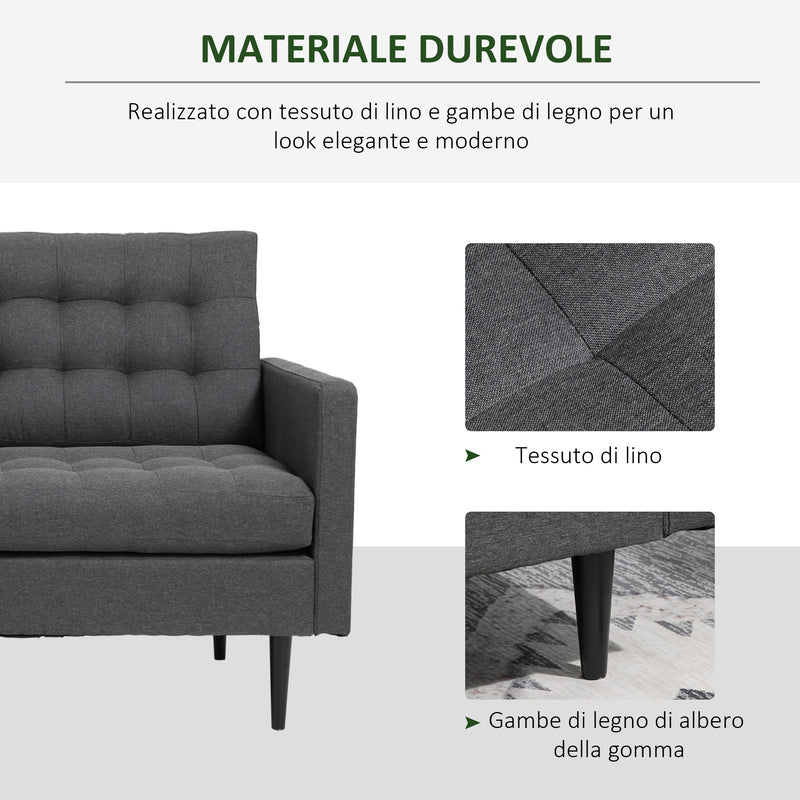 Divano Letto 200x79x96 cm in Tessuto Grigio-7