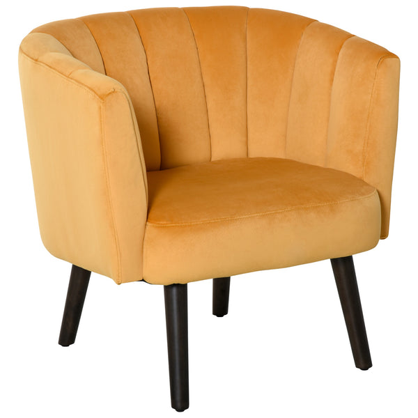 online Fauteuil Rembourré 79x66,5x79 cm en Tissu Velours Jaune