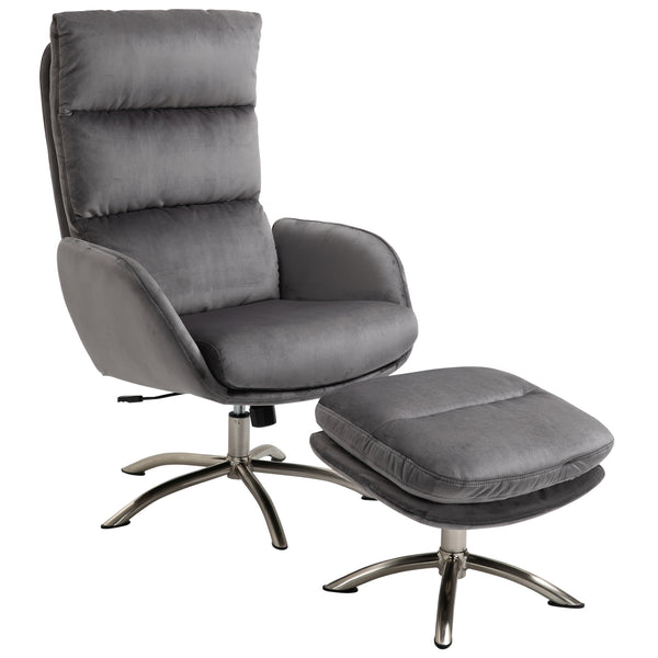 sconto Fauteuil inclinable Relax gris avec repose-pieds Puof