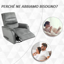 Poltrona Relax Reclinabile Manuale in Tessuto Grigio-7