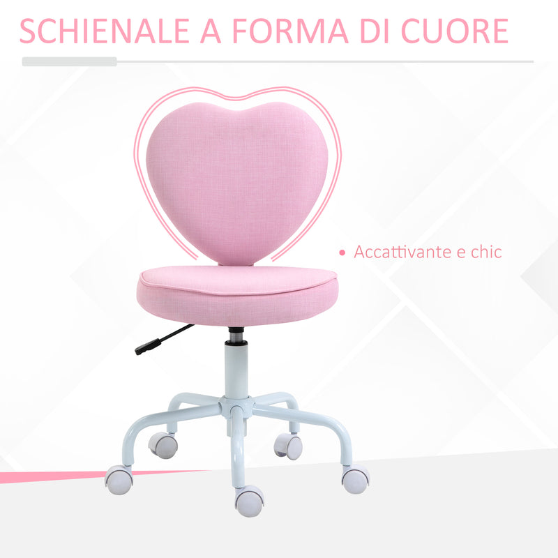 Sedia Poltrona Operativa da Cameretta a Forma di Cuore Rosa-4