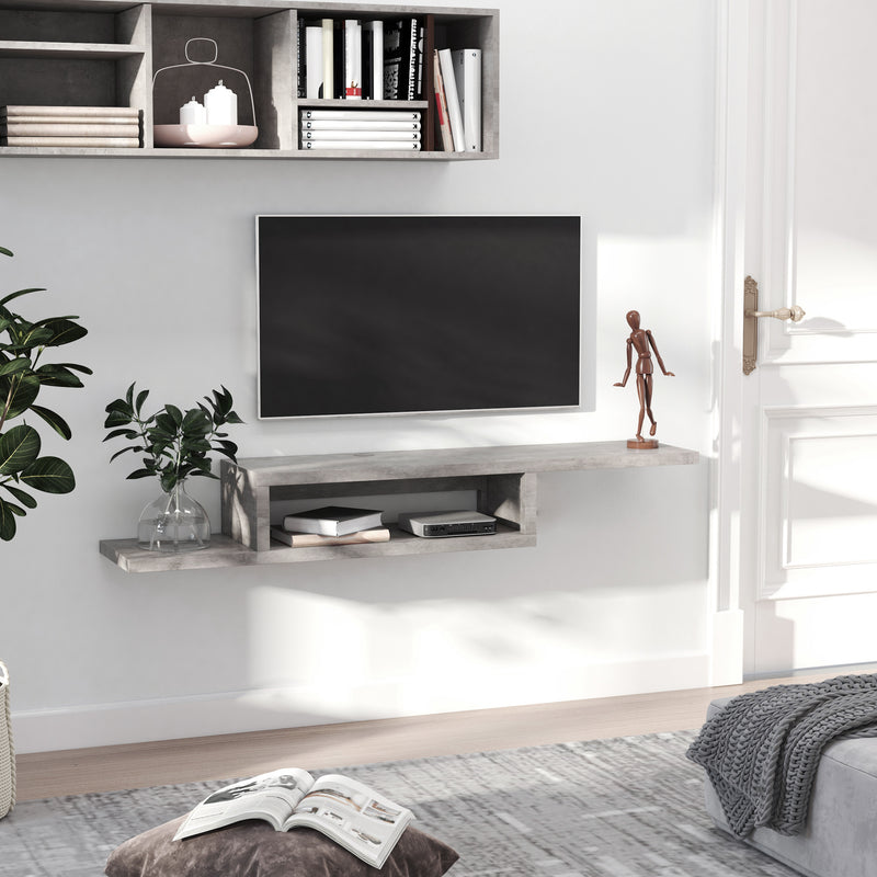 Mobile Sotto TV Sospeso 152,4x29,8x21 cm in Legno Grigio Cemento-2