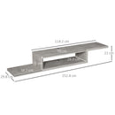 Mobile Sotto TV Sospeso 152,4x29,8x21 cm in Legno Grigio Cemento-3