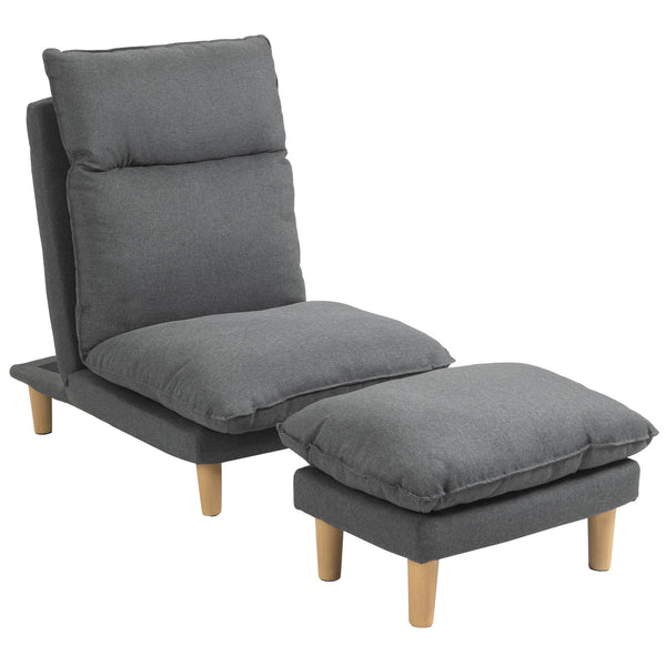 online Fauteuil inclinable Relax avec repose-pieds Puof en tissu gris