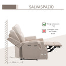 Poltrona Relax Elettrica Reclinabile con Presa USB di Ricarica in Tessuto Effetto Lino Beige-5