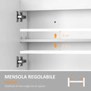 Mobiletto Specchiera da Bagno 2 Ante 1 Ripiano 80x15x60 cm con Luce LED Bianco-4