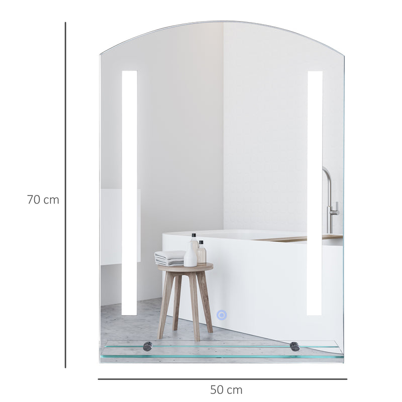 Specchio Bagno 50x15,1x70 cm con Luce LED Mensola e Struttura in Alluminio-3