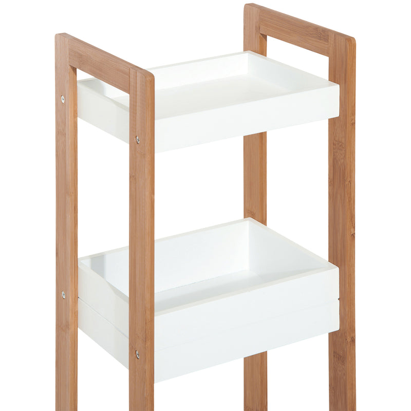 Mobiletto da Bagno 3 Ripiani 27,5x20,8x74 cm in MDF Bianco e Bambù-6