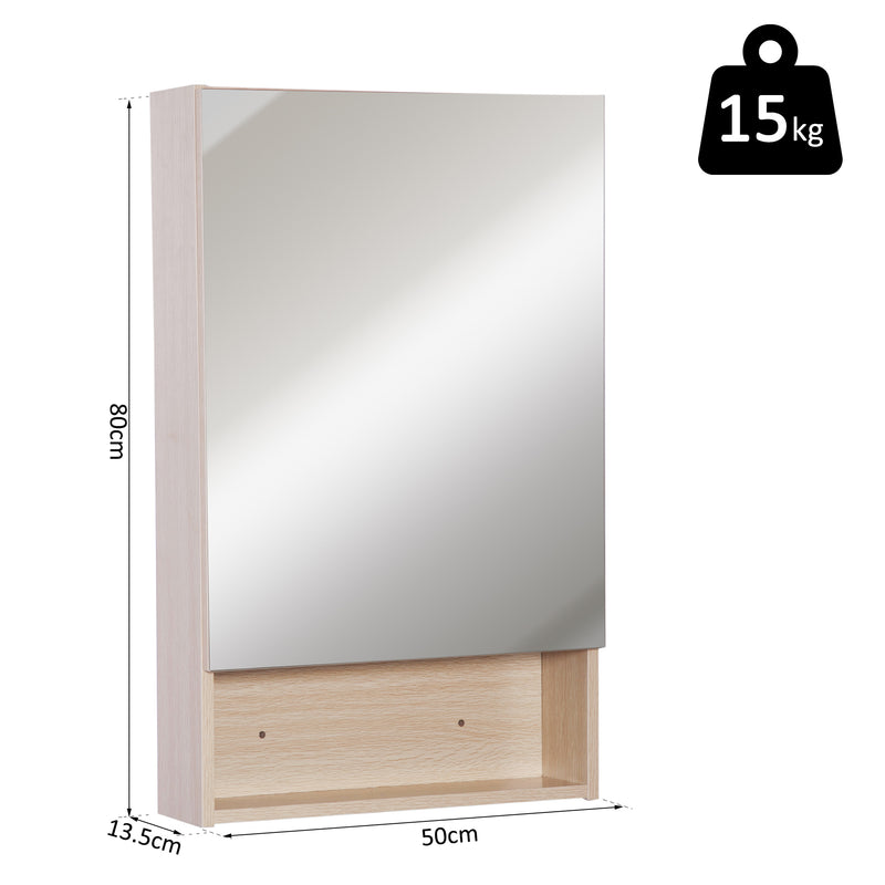 Specchio Armadietto da Bagno Pensile Ripiano in Legno 50x80x13,5 cm -7