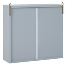 Specchio Armadietto da Bagno Pensile Doppia Porta con Ripiano Regolabile Grigio 48x14.5x45 cm -6