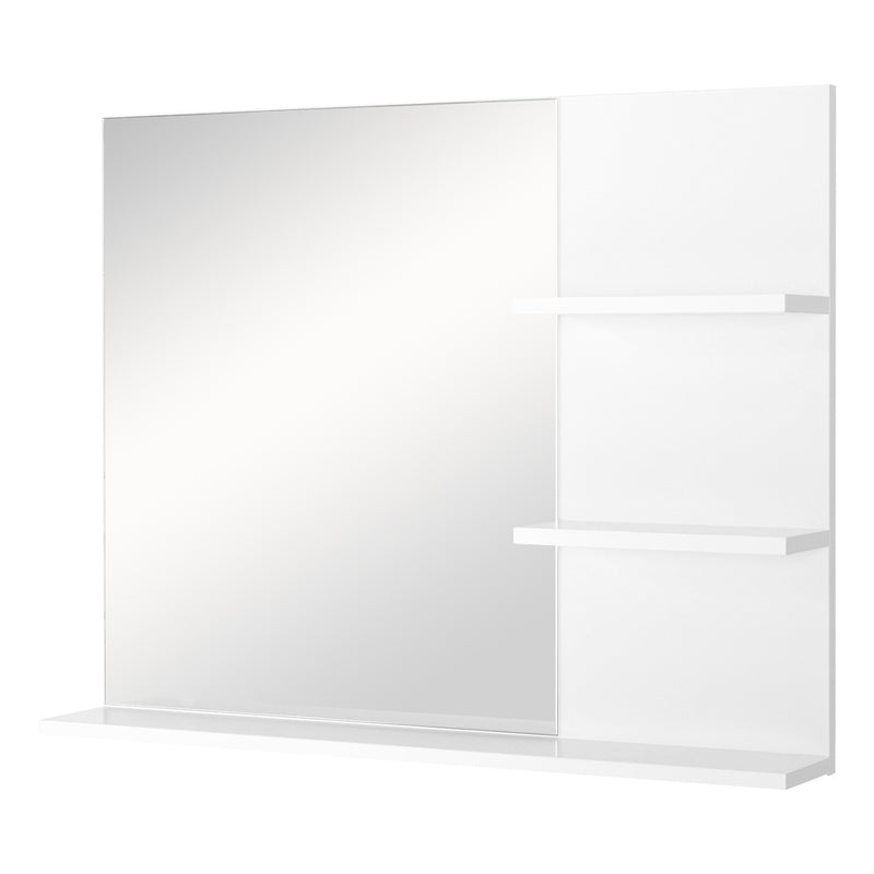 Pensile Bagno con Specchio e 3 Ripiani 60x10x48 cm MDF  Elisa Bianco-1