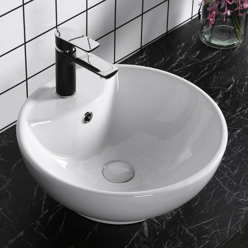 Lavabo da Appoggio 45,5x46x18 cm in Ceramica  Bianco-5