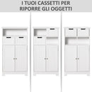 Mobiletto da Bagno 2 Ante 2 Cassetti 60x30x108,8 cm in MDF Bianco-6