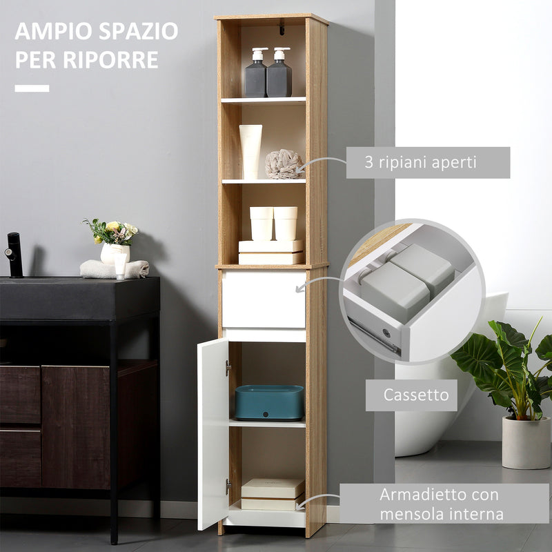 Mobile Bagno con Ripiani 32,6x30x171,2 cm in MDF Bianco-4