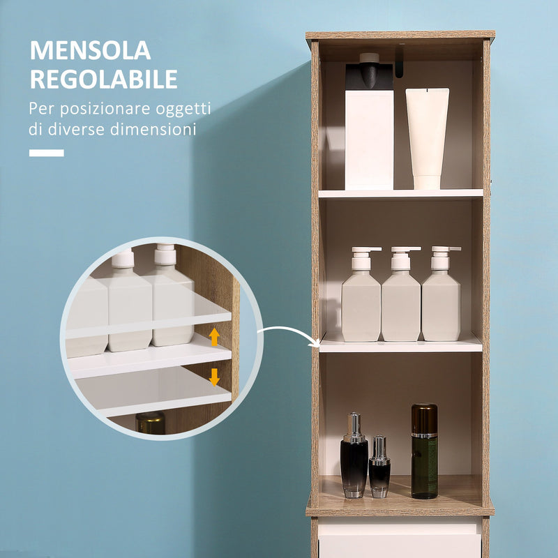 Mobile Bagno con Ripiani 32,6x30x171,2 cm in MDF Bianco-5