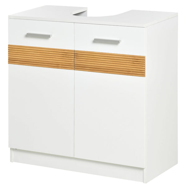 Meuble de Salle de Bain sous Lavabo 2 Portes 60X30x60,5 cm en MDF Blanc sconto