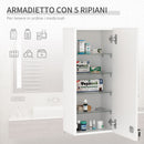 Armadietto per Medicinali 30x20x70 cm con Serratura in Legno e Vetro Bianco-4