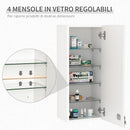 Armadietto per Medicinali 30x20x70 cm con Serratura in Legno e Vetro Bianco-5