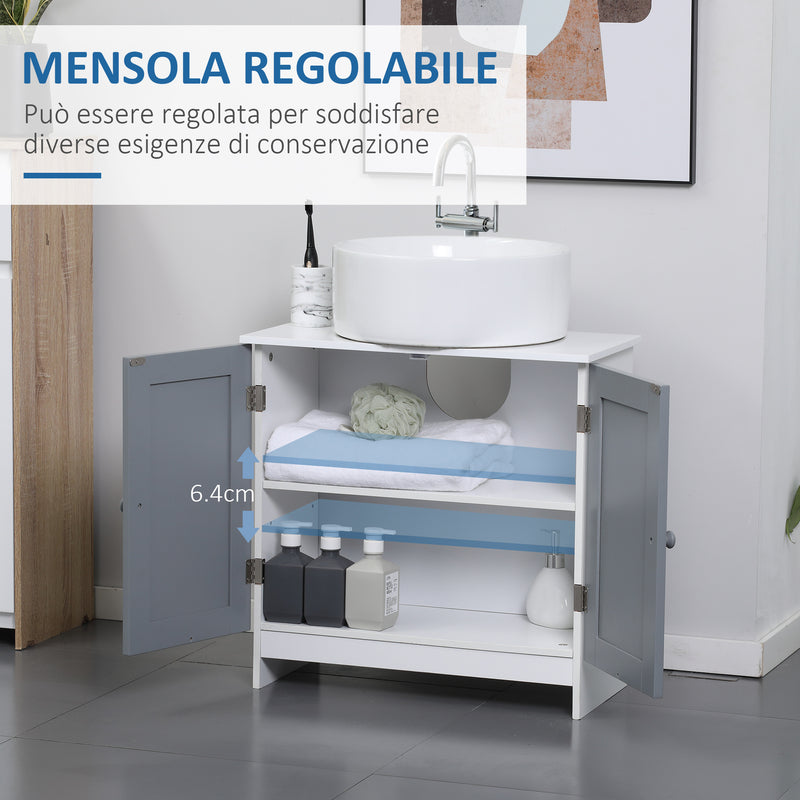 Mobile Sotto Lavello 2 Ante 1 Ripiano 60x30x60 cm in MDF Bianco-5