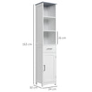 Armadietto Bagno Alto 3 Ripiani 1 Cassetto 1 Anta 34x30x163 cm in MDF Bianco-3