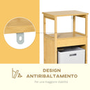 Mobiletto Bagno con Cesto Bucato 40x30x86,5 cm in MDF e Bambù Naturale-5