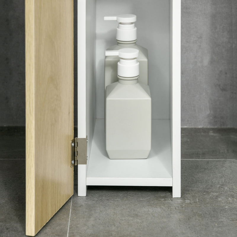 Mobile a Colonna 2 Ripiani 2 Armadietti 15,2x29,8x118 cm in MDF e  Legno Truciolare Bianco e Legno-9