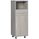 Mobiletto Bagno con Ruote 30x32x87 cm in MDF Grigio e Legno-1