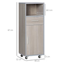 Mobiletto Bagno con Ruote 30x32x87 cm in MDF Grigio e Legno-3