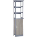 Mobile a Colonna per Bagno 40x30x160 cm 3 Mensole 1 Anta Grigio-1