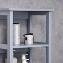 Mobile a Colonna per Bagno 40x30x160 cm 3 Mensole 1 Anta Grigio-9