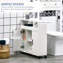 Mobiletto Bagno con Porte Scorrevoli 70x20x71 cm Ripiano Regolabile con Ruote Bianco-4