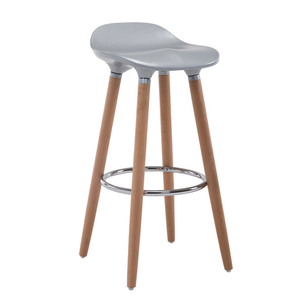 Tabouret de bar avec repose-pieds argent et bois 38x38x80 cm online