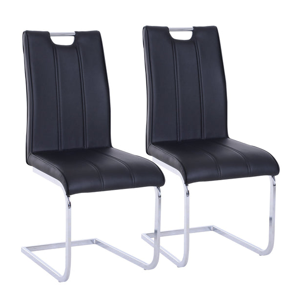 sconto Lot de 2 chaises design moderne en métal avec revêtement en cuir PU noir