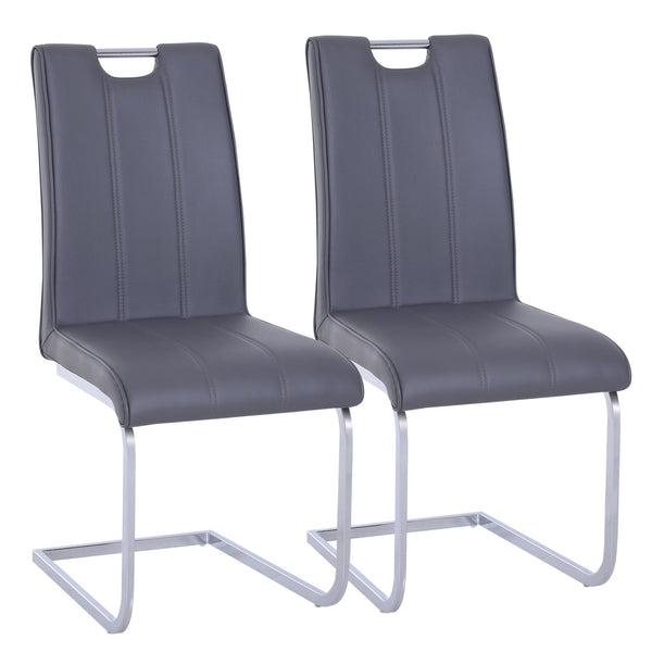 Lot de 2 chaises design moderne en métal avec revêtement en cuir PU gris prezzo