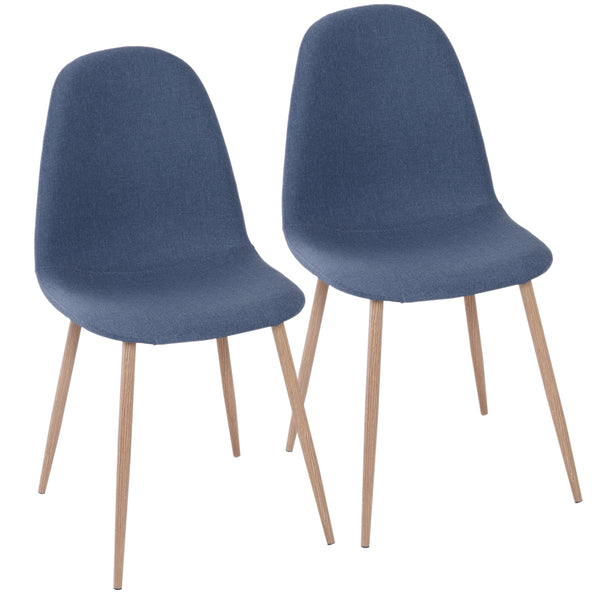 sconto Ensemble de 2 chaises de salle à manger au design moderne en lin avec pieds en métal bleu