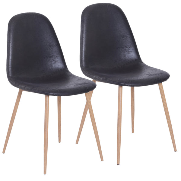 online Ensemble de 2 chaises de salle à manger au design moderne en lin avec pieds en métal noir