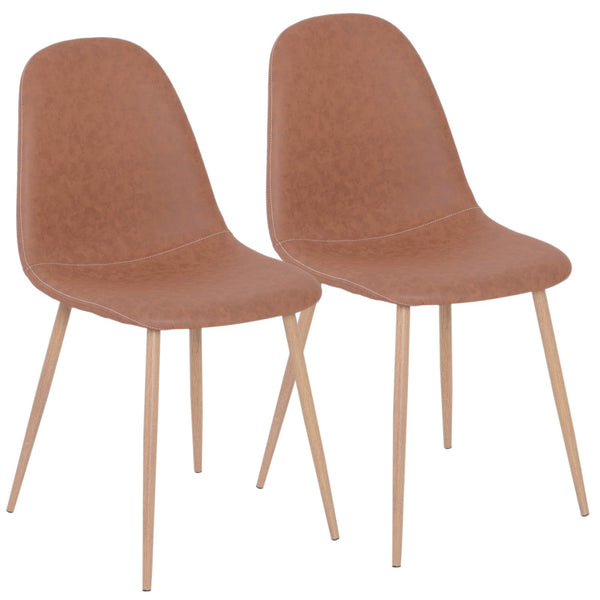 Ensemble de 2 chaises de salle à manger au design moderne en lin avec pieds en métal marron sconto