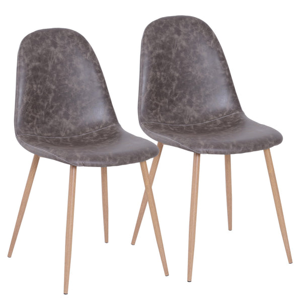 Ensemble de 2 chaises de salle à manger au design moderne en similicuir avec pieds en métal gris sconto